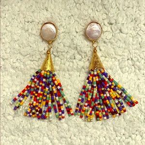 ✔️SOLD✔️Gorgeous multicolor beaded tassel earrings